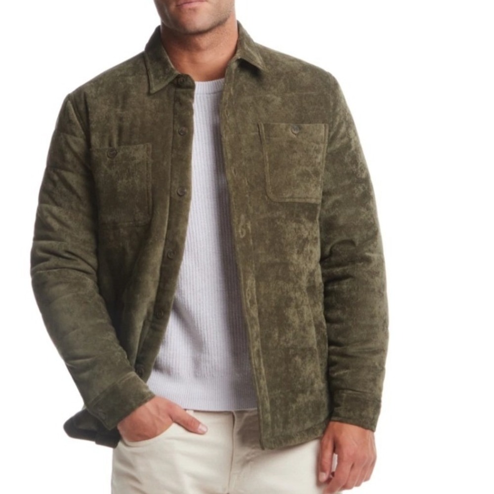 Weatherproof Vintage Mens Corduroy Button Front Quilted‎ Jacket Olive Green XXL
